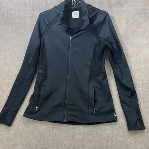 Demi Lovato Fabletics Black Mesh Athletic Jacket Hoodie Thumbholes Women's L